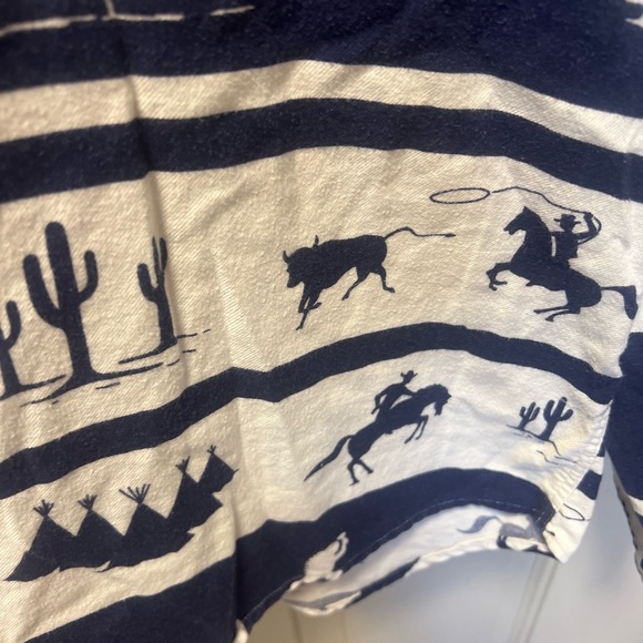 STRUCTURE - Vintage 1990s Blue Western￼ Polo Dad Shirt Mens Size Large - Picture 8 of 14